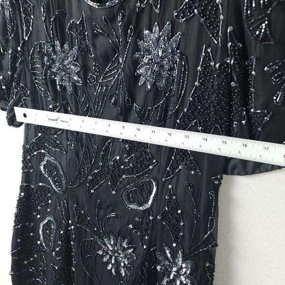 Robert Anthony Sequined Beaded Lined 100% Silk Dress Petite 12 - Picture 3 of 8